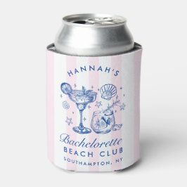 Retro moderne roze en blauwe vrijgezellenweekend blikjeskoeler