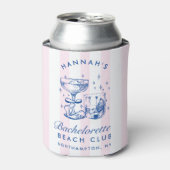 Retro moderne roze en blauwe vrijgezellenweekend blikjeskoeler (Blikje Voorkant)
