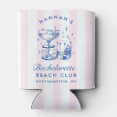 Retro moderne roze en blauwe vrijgezellenweekend blikjeskoeler (Achterkant)