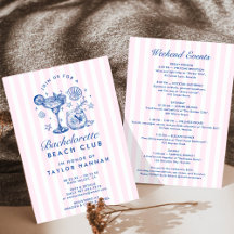 Retro moderne roze en blauwe vrijgezellenweekend