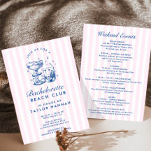 Retro moderne roze en blauwe vrijgezellenweekend