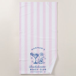 Retro moderne roze en blauwe vrijgezellenweekend strandlaken