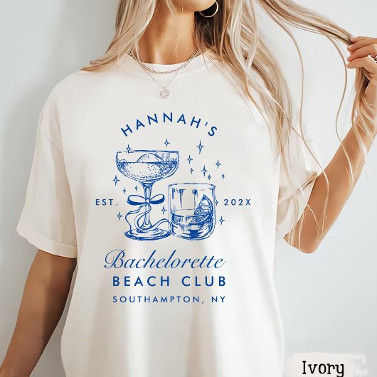 Retro moderne roze en blauwe vrijgezellenweekend t-shirt