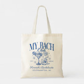 Retro moderne roze en blauwe vrijgezellenweekend tote bag (Achterkant)