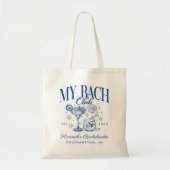 Retro moderne roze en blauwe vrijgezellenweekend tote bag (Voorkant)