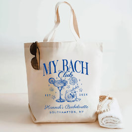 Retro moderne roze en blauwe vrijgezellenweekend tote bag