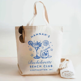 Retro moderne roze en blauwe vrijgezellenweekend tote bag