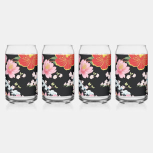 Retro Moderne Seigaiha Sakura Bloemen Japan feest Blikvorm Glas