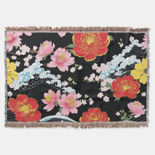 Retro Moderne Seigaiha Sakura Bloemen Japan feest Deken