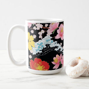 Retro Moderne Seigaiha Sakura Bloemen Japan feest Koffiemok