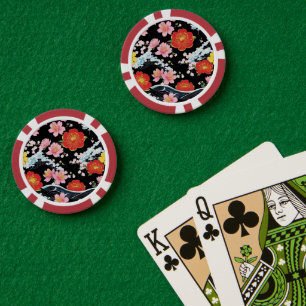 Retro Moderne Seigaiha Sakura Bloemen Japan feest Poker Chips