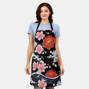 Retro Moderne Seigaiha Sakura Bloemen Japan feest Schort