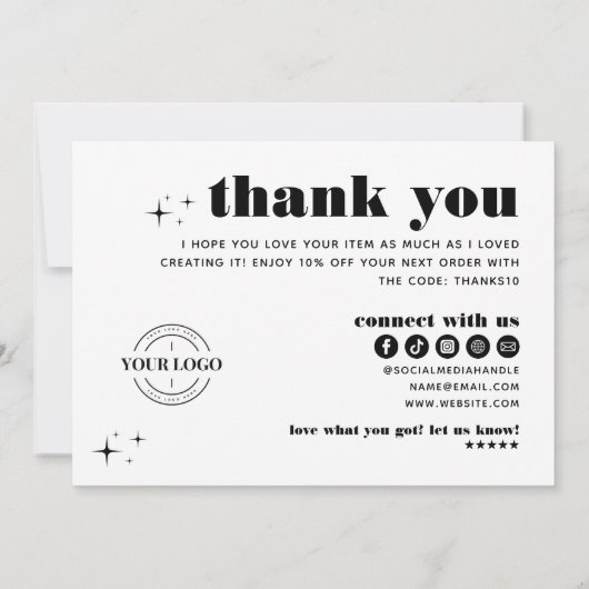 Retro Moderne Sieraden Zorg Dank u Bedrijf Logo Kaart (Achterkant)