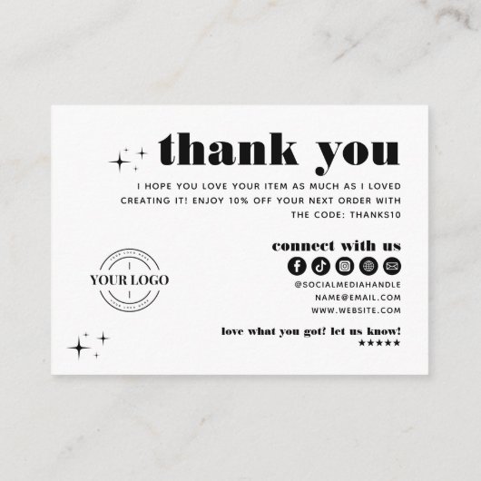 Retro Moderne Sieraden Zorg Dank u Logo Business Informatiekaartje (Achterkant)