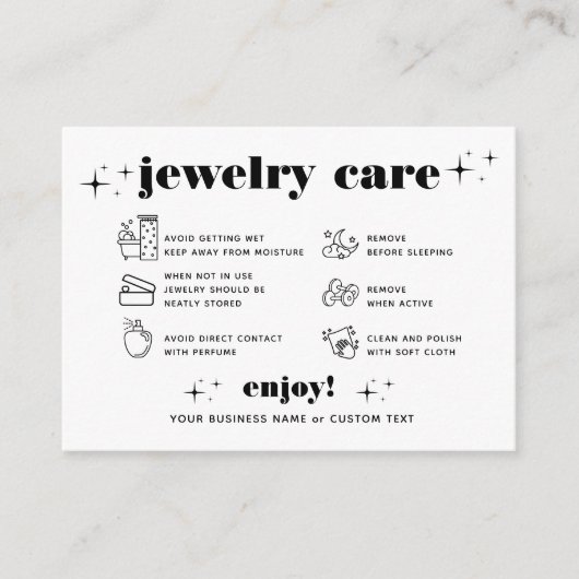 Retro Moderne Sieraden Zorg Dank u Logo Business Informatiekaartje (Voorkant)