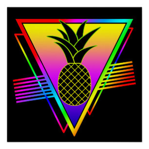 Retro Moderne Silhouet Ananas Zomerfruit Perfect Poster