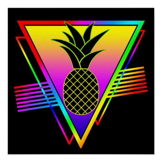 Retro Moderne Silhouet Ananas Zomerfruit Perfect Poster (Voorkant)