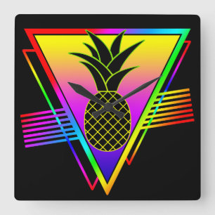 Retro Moderne Silhouet Ananas Zomerfruit Vierkante Klok