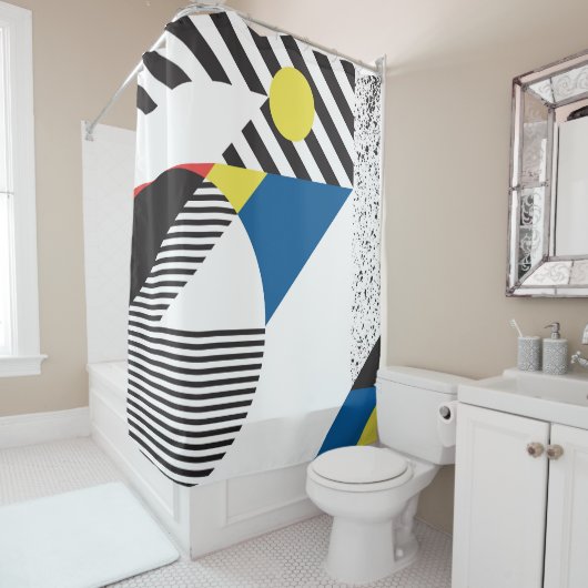 Retro Moderne Stijl Achtergrond Ontwerp Douchegordijn (In situ)