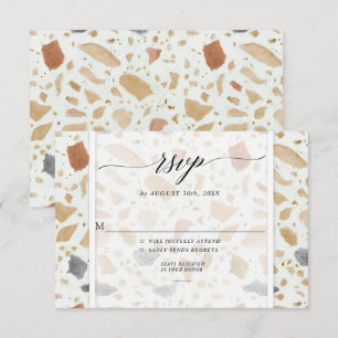 Retro Moderne Terrazzo Terracotta Trouw RSVP Kaart