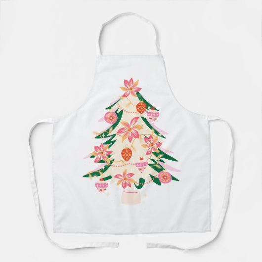 Retro moderne trendy seizoensgebonden kerstboom schort (Voorkant)