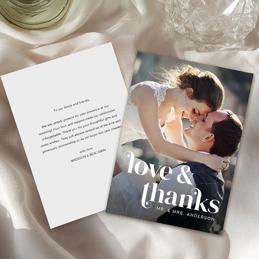 Retro Moderne Trouwkaart Bedankkaart