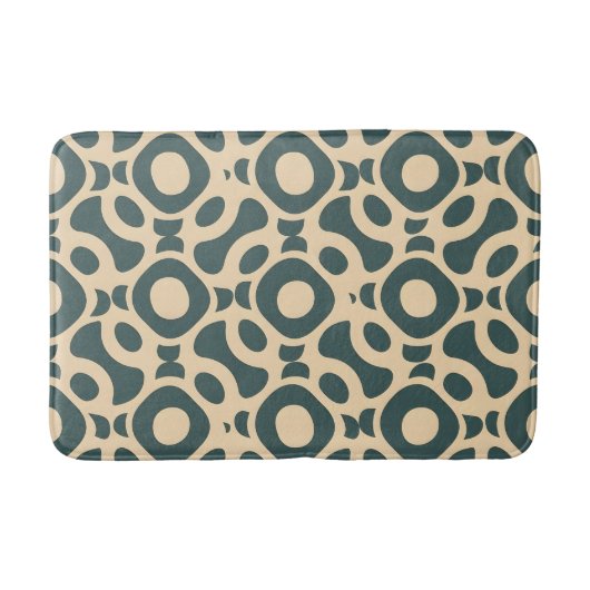 Retro Moderne Turquoise en Crème Geometrisch Abstr Badmat (Voorkant)