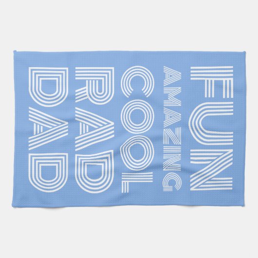 Retro moderne typografie rad dad grappig licht bla theedoek (Horizontaal)