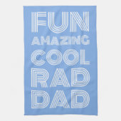 Retro moderne typografie rad dad grappig licht bla theedoek (Verticaal)