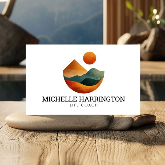 Retro Moderne Verhoogde Peaks Life Coach Wit Visitekaartje