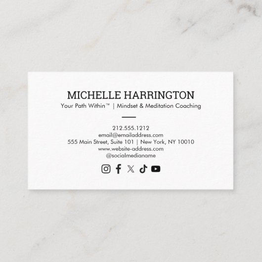 Retro Moderne Verhoogde Peaks Life Coach Wit Visitekaartje (Achterkant)