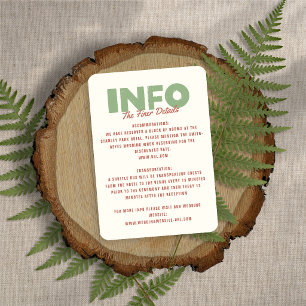 Retro Moderne Vetgedrukte Funky Aardtinten Bruilof Informatiekaartje