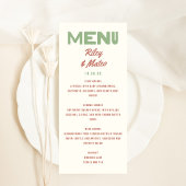 Retro Moderne Vetgedrukte Funky Aardtinten Bruilof Menu