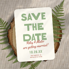 Retro Moderne Vetgedrukte Funky Aardtinten Bruilof Save The Date