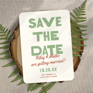 Retro Moderne Vetgedrukte Funky Aardtinten Bruilof Save The Date