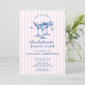 Retro Moderne Vintage Blauwe Bachelorette Weekend Kaart (Staand voorkant)