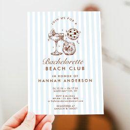 Retro Moderne Vintage Blauwe Bachelorette Weekend Kaart