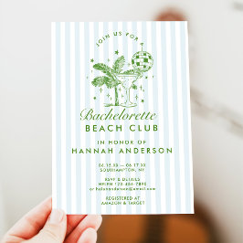 Retro Moderne Vintage Blauwe Bachelorette Weekend Kaart