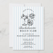 Retro Moderne Vintage Blauwe Bachelorette Weekend Kaart (Voorkant)