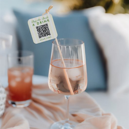 Retro Moderne Vintage Gele QR-code voor vrijgezell Vierkante Sticker