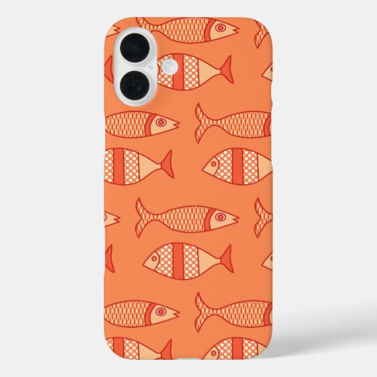 Retro Moderne vis, licht koraal Oranje en tangerin Case-Mate iPhone Case (Achterkant)
