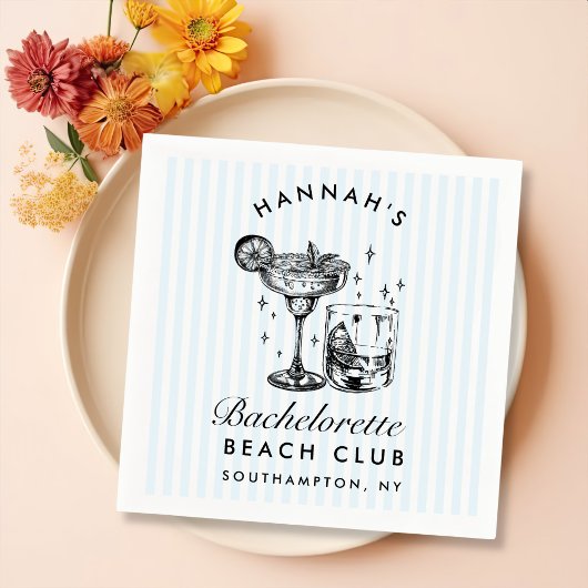 Retro moderne vrijgezellenfeest blauwe papieren se servet