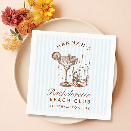 Retro moderne vrijgezellenfeest blauwe papieren se servet