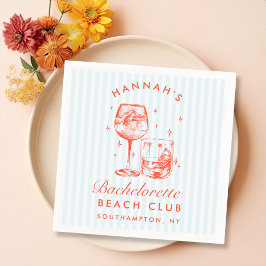 Retro moderne vrijgezellenfeest blauwe papieren se servet