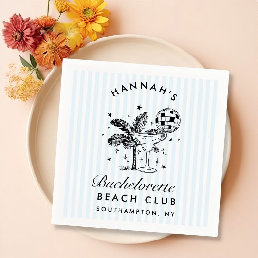 Retro moderne vrijgezellenfeest blauwe papieren se servet