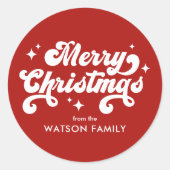 Retro moderne vrolijke kerst ronde sticker (Voorkant)
