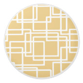 Retro moderne witte rechthoeken op kamel keramische knop (Voorkant)