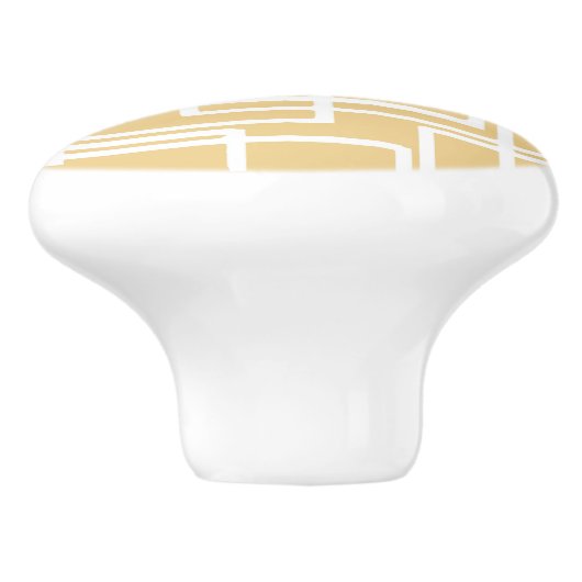 Retro moderne witte rechthoeken op kamel keramische knop (Zijkant)