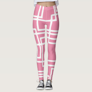 Retro Moderne Witte Rechthoeken Op Meisjesachtig R Leggings