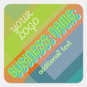 Retro-Moderne Zakelijke Naam & Geometrische Vormen Vierkante Sticker